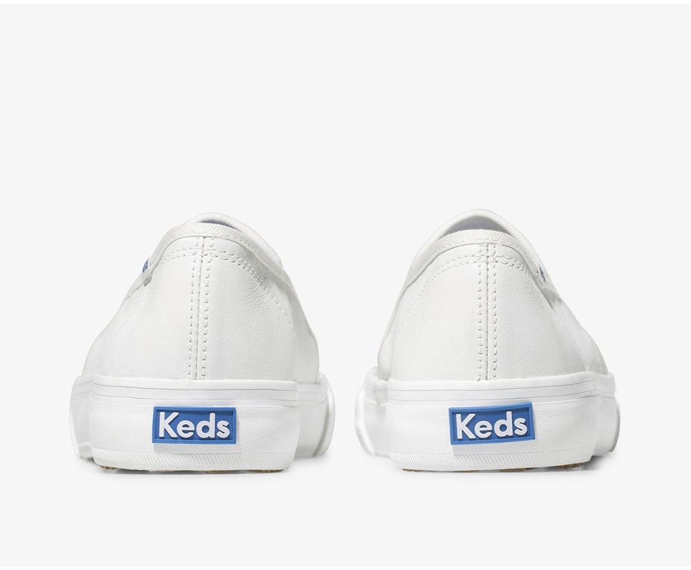 Keds Slip Ons Damen Weiß - Double Decker Leder - BCN-621587